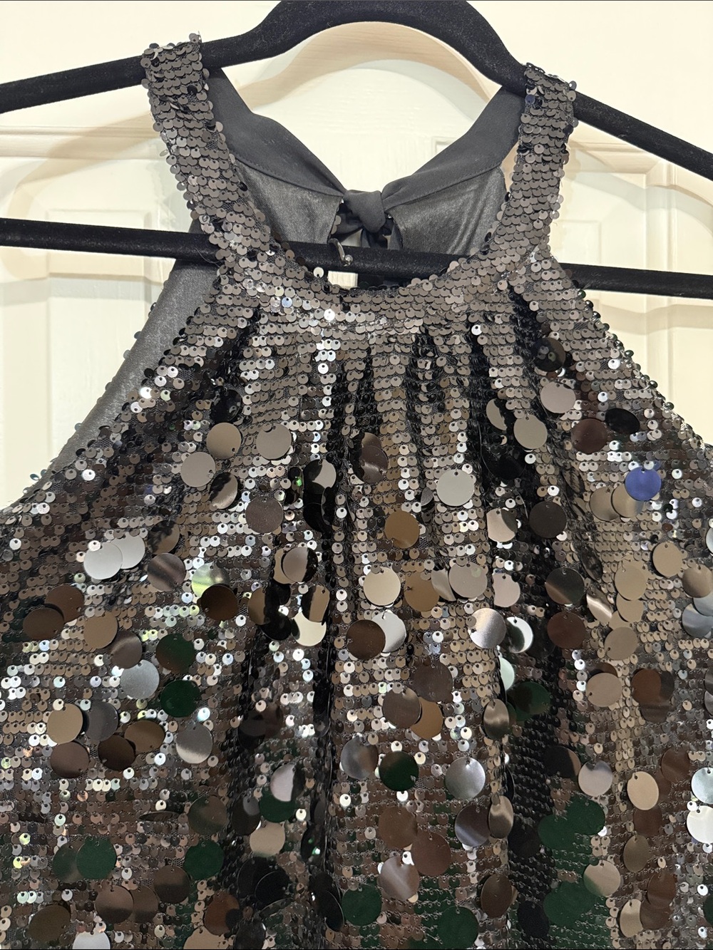 Sequin Halter Tank Top in Black - Picture 3 of 8